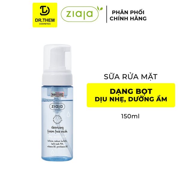 Rửa Mặt Dạng Bọt Siêu Dịu Nhẹ Dưỡng Ẩm Làm Mềm Ziaja Cleansing Foam Face Wash Dry, Sensitive Skin 150ml