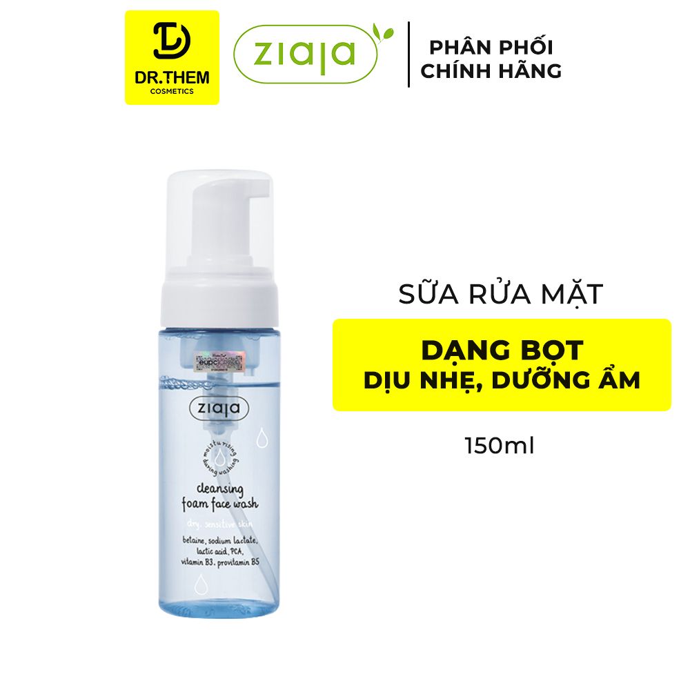  Rửa Mặt Dạng Bọt Siêu Dịu Nhẹ Dưỡng Ẩm Làm Mềm Ziaja Cleansing Foam Face Wash Dry, Sensitive Skin 150ml 