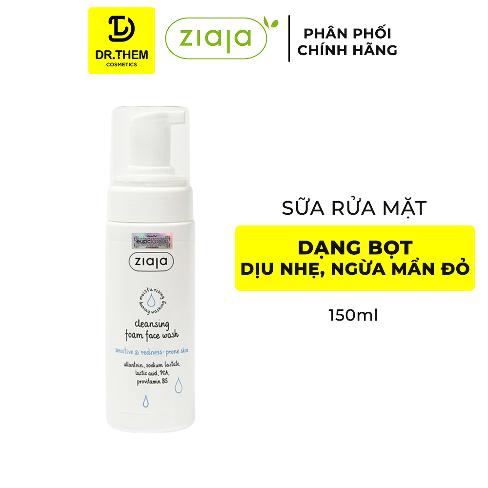 Rửa Mặt Dạng Bọt Siêu Dịu Nhẹ Ngừa Mẩn Đỏ Ziaja Cleansing Foam Face Wash Sensitive & Redness-prone Skin 150ml 2
