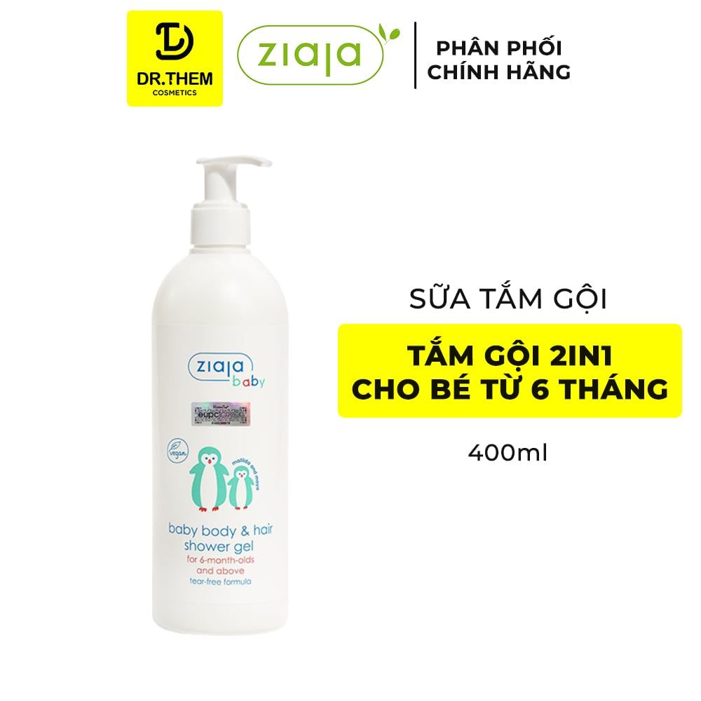  Gel Tắm Gội 2in1 Cho Trẻ Từ 6 Tháng Tuổi Ziaja Baby Baby Body & Hair Shower Gel 400ml 