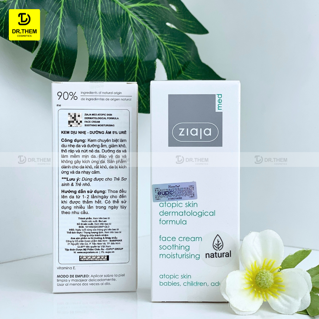 Kem Dưỡng Dịu Nhẹ Dưỡng Ẩm 5% Urê Ziaja Med Atopic Skin Dermatological Formula Face Cream 50ml 6