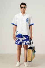 Áo Sơ Mi Nam Đi Biển Blue Stamp