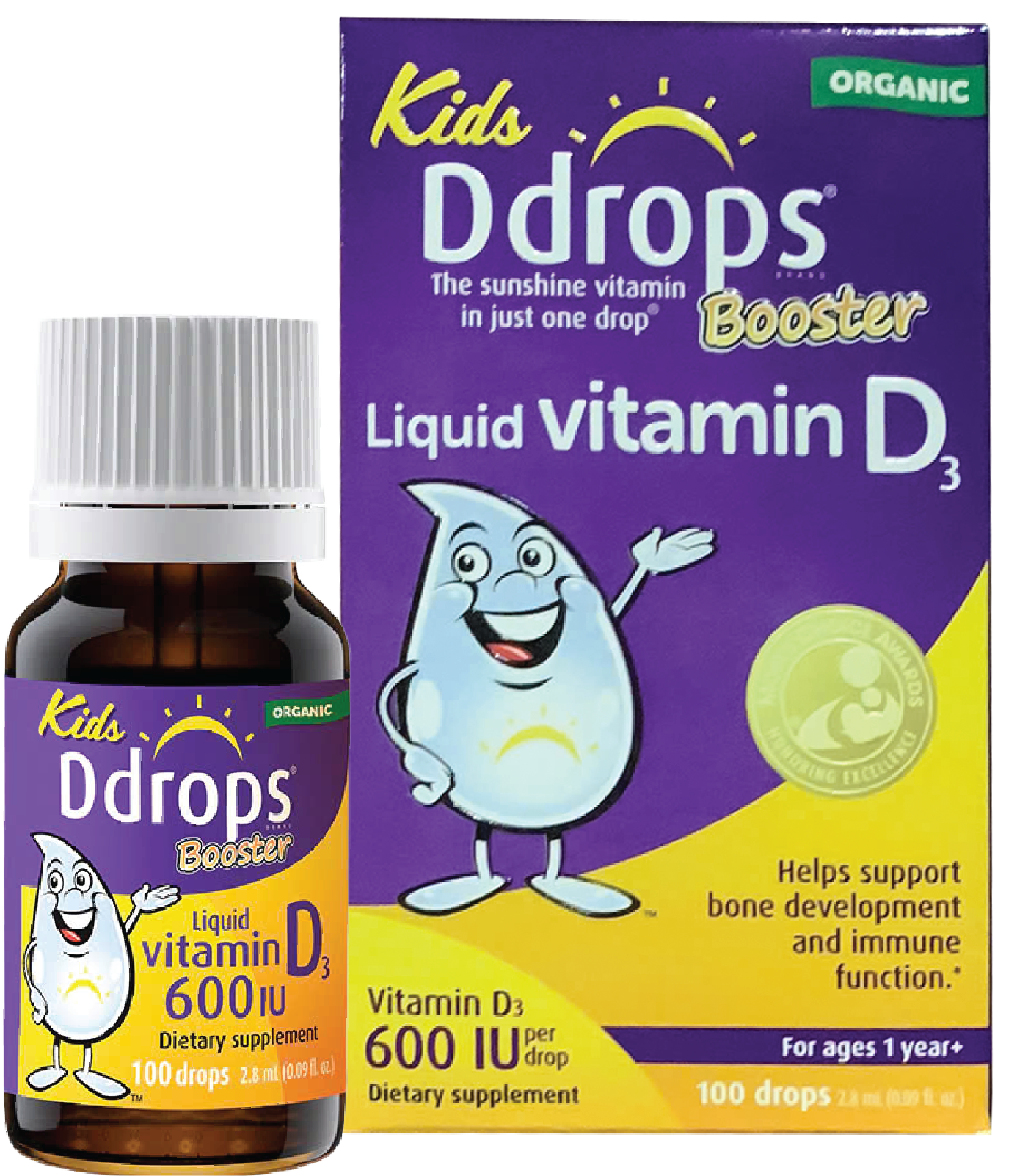  Kids Ddrops Booster Liquid Vitamin D3 600 IU 