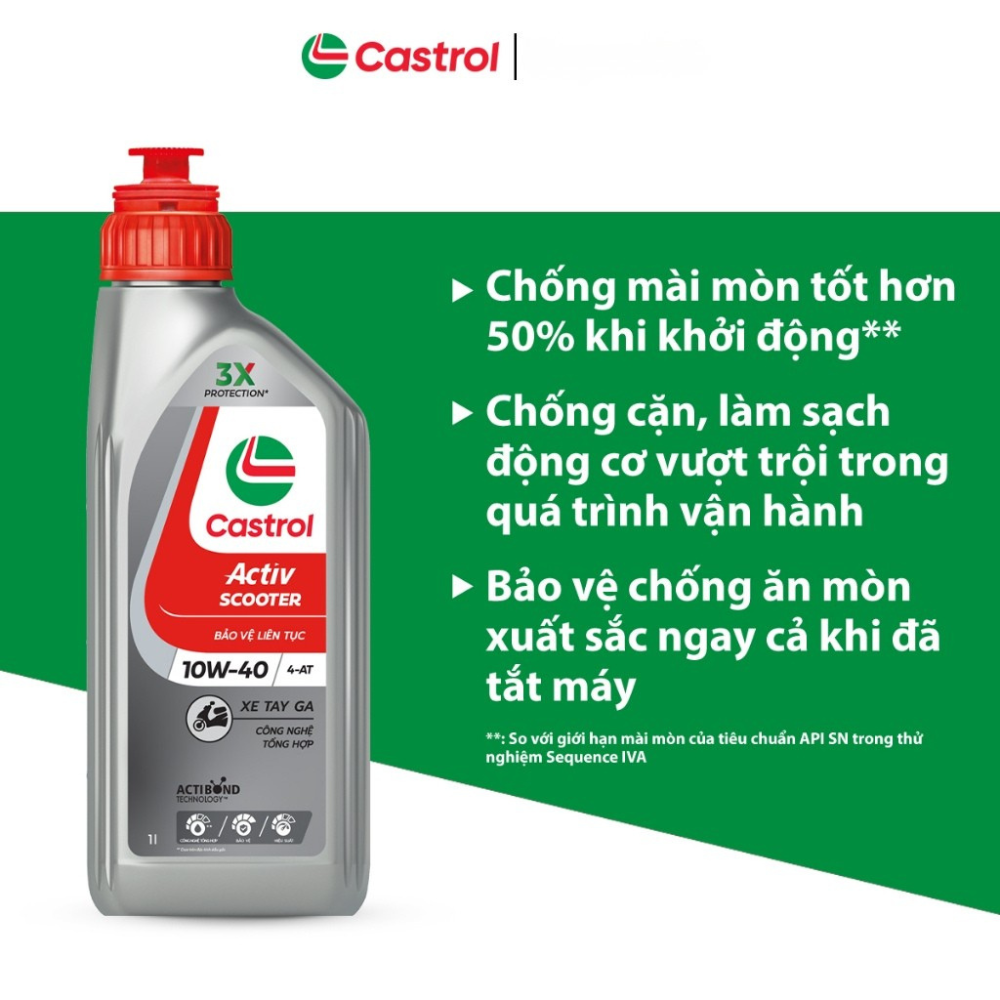 Dầu nhớt xe tay ga Castrol ACTIV SCOOTER 10W-40 4-AT