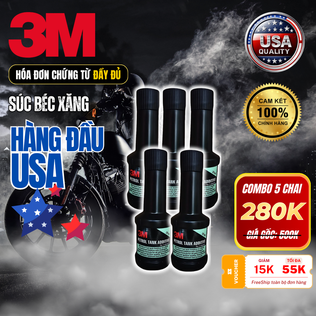 [COMBO 5 CHAI] Dung Dịch Vệ Sinh Kim Phun Buồng Đốt Chính Hãng 3M USA, Tiết Kiệm Nhiên Liệu, Bảo Vệ Động Cơ, Hoá Đơn Chứng Từ Đầy Đủ, 25ML