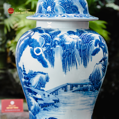 Chóe Men Lam Họa Tiết Đồng Quê Sơn Thủy