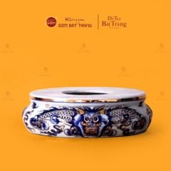 Đế Đỉnh Hương Thờ Men Lam Vẽ Vàng Vẽ Rồng