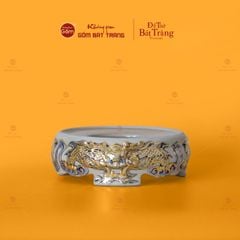 Đế Bát Hương Men Hoàng Tộc Vẽ Vàng Họa Tiết Song Long Chầu Nguyệt