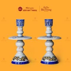 Chân Đèn Thờ Men Rạn Họa Tiết Song Long Chầu Nguyệt