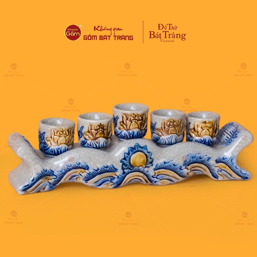 Bộ Kỷ Ngai 5 Chén Thờ Men Rạn
