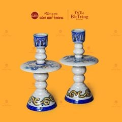 Chân Đèn Thờ Men Rạn Họa Tiết Song Long Chầu Nguyệt