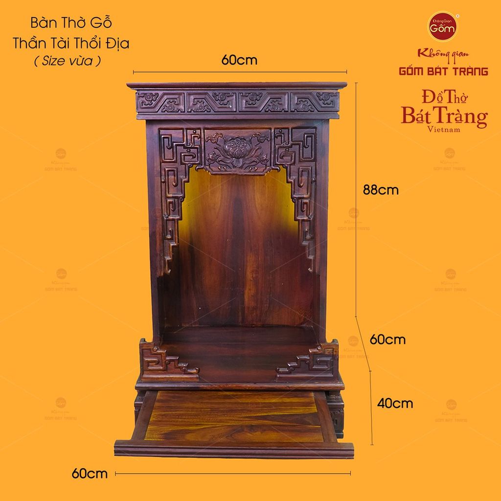 Bàn Thờ Thần Tài Thổ Địa Gỗ Muồng