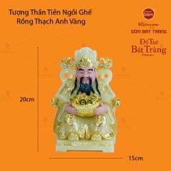 Tượng Thần Tiền Dáng Ngồi Ghế Rồng Thạch Anh Vàng