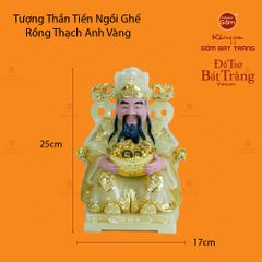 Tượng Thần Tiền Dáng Ngồi Ghế Rồng Thạch Anh Vàng