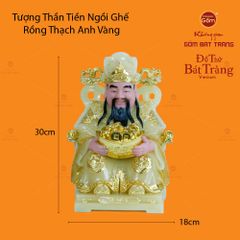 Tượng Thần Tiền Dáng Ngồi Ghế Rồng Thạch Anh Vàng