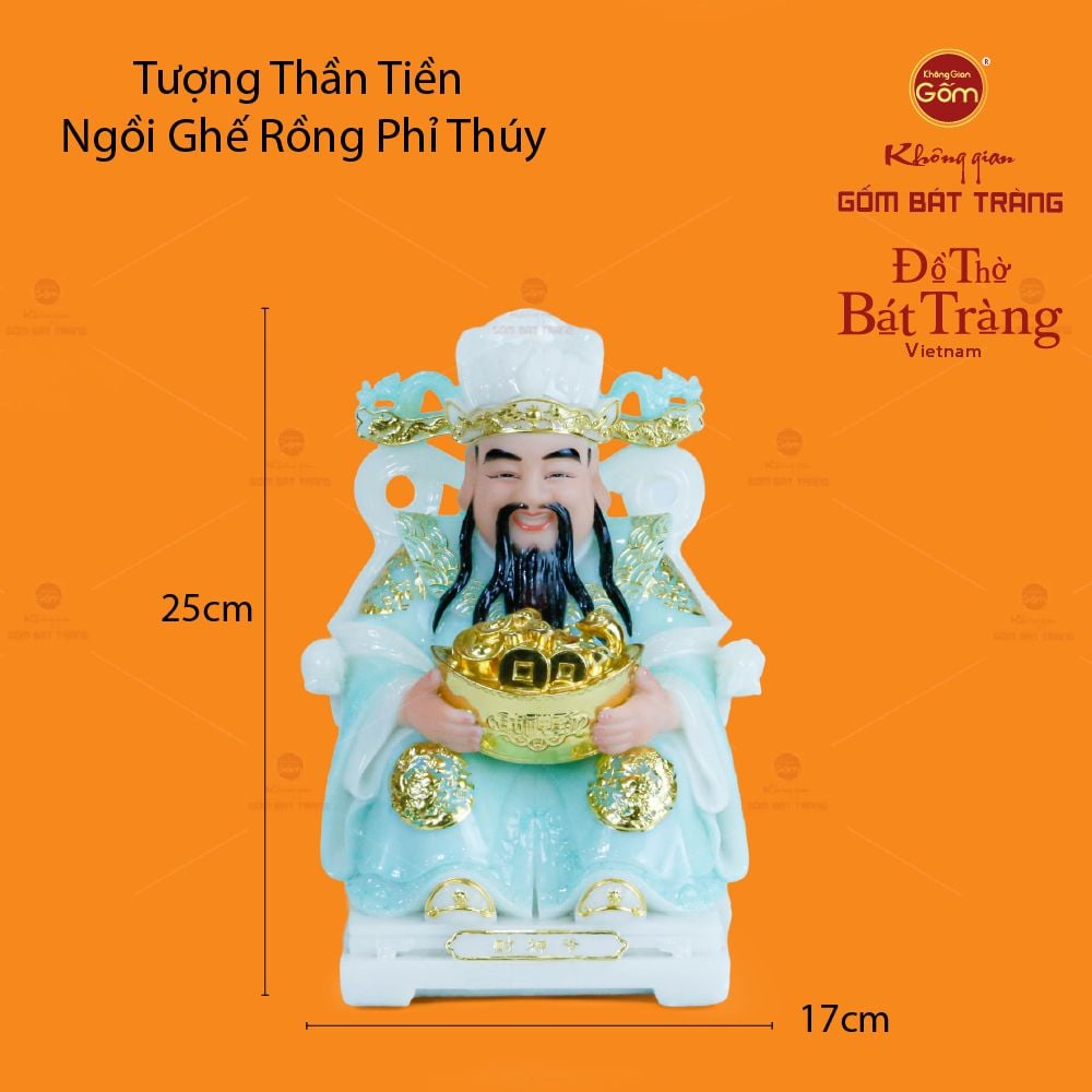 Tượng Thần Tiền Dáng Ngồi Ghế Rồng Phỉ Thúy