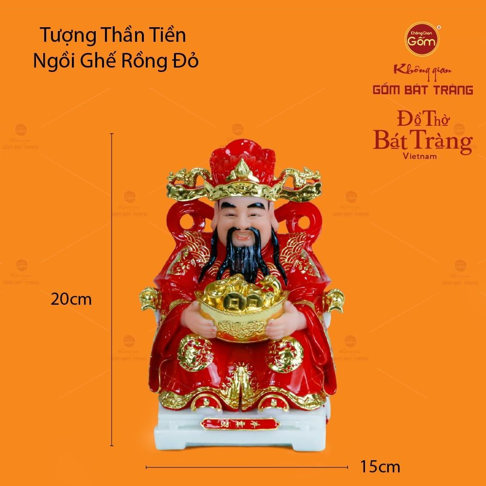 Tượng Thần Tiền Dáng Ngồi Ghế Rồng Đỏ