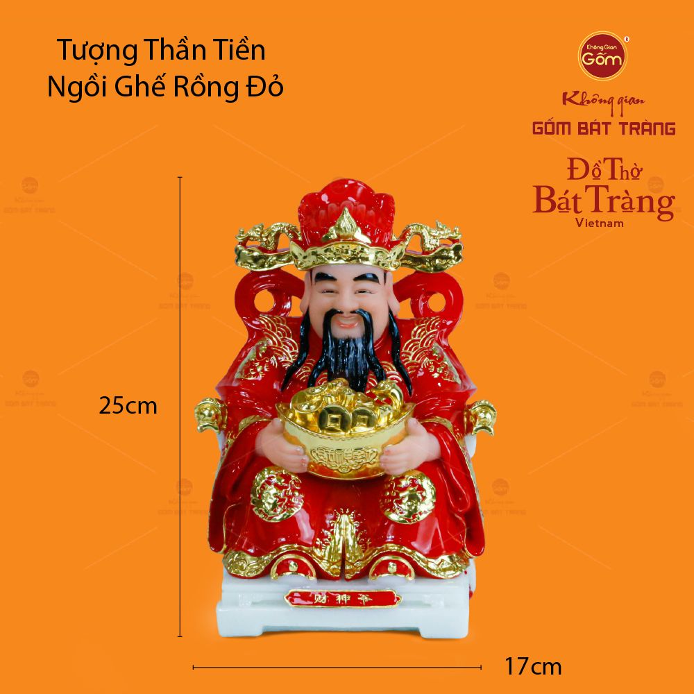 Tượng Thần Tiền Dáng Ngồi Ghế Rồng Đỏ