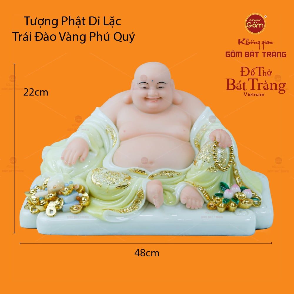 Tượng Phật Di Lặc Trái Đào Vàng Phú Quý