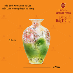 Bảo Bình Vẽ Vàng Kim Liên Bảo Cát Nền Cẩm Hoàng Thạch