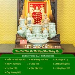 Bộ Đồ Thờ Thần Tài Thổ Địa (Cao Cấp 11 Món) Men Hoàng Tộc Vẽ Vàng