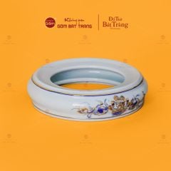 Đế Bát Hương Thờ Men Lam Vẽ Vàng Họa Tiết Hoa Sen