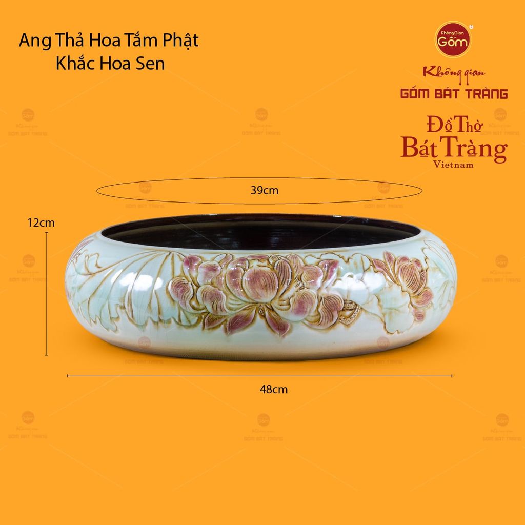 Ang Thả Hoa Tắm Phật Khắc Hoa Sen