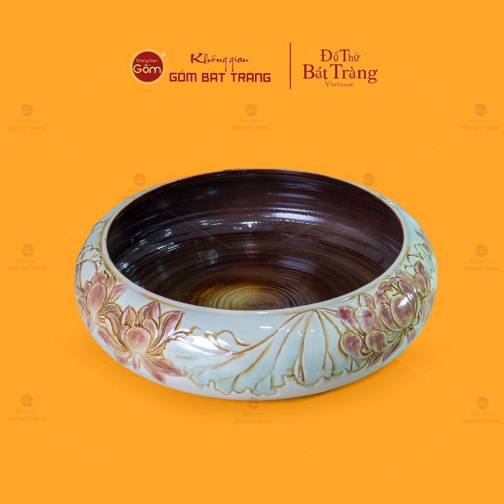 Ang Thả Hoa Tắm Phật Khắc Hoa Sen