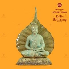 Tượng Phật Thích Ca Ngồi Thiền Định Trước Lá Bồ Đề