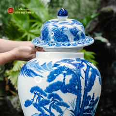 Chóe Men Lam Họa Tiết Đồng Quê Sơn Thủy