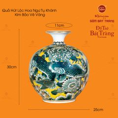 Bình Hút Lộc Hoa Ngư Tụ Khánh Kim Bảo Vẽ Vàng