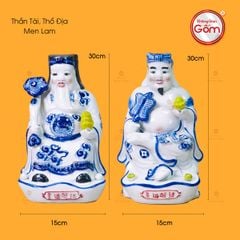 Bộ Tượng Thần Tài Thổ Địa Men Lam