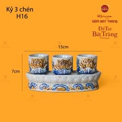 Bộ Kỷ 3 Chén Thờ Cong Men Rạn