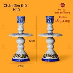 Chân Đèn Thờ Men Rạn Họa Tiết Song Long Chầu Nguyệt