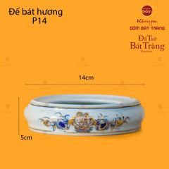 Đế Bát Hương Thờ Men Lam Vẽ Vàng Họa Tiết Hoa Sen