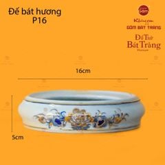 Đế Bát Hương Thờ Men Lam Vẽ Vàng Họa Tiết Hoa Sen