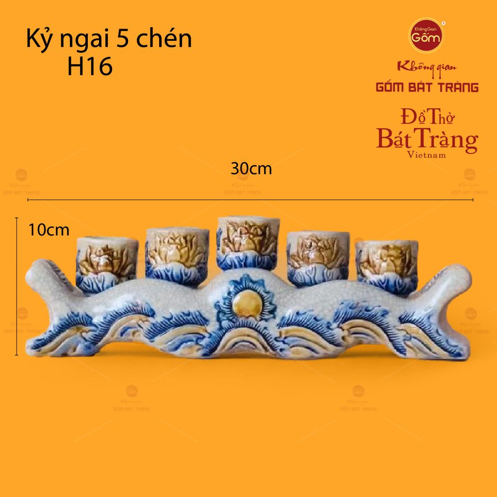 Bộ Kỷ Ngai 5 Chén Thờ Men Rạn