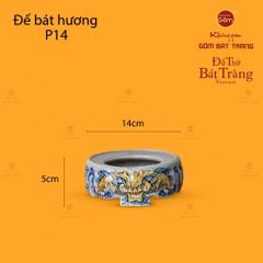 Đế Bát Hương Thờ Men Rạn Họa Tiết Song Long Chầu Nguyệt