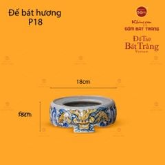 Đế Bát Hương Thờ Men Rạn Họa Tiết Song Long Chầu Nguyệt