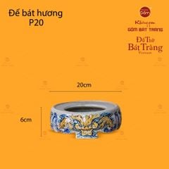 Đế Bát Hương Thờ Men Rạn Họa Tiết Song Long Chầu Nguyệt