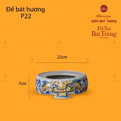 Đế Bát Hương Thờ Men Rạn Họa Tiết Song Long Chầu Nguyệt