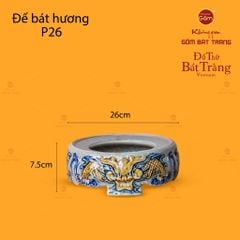 Đế Bát Hương Thờ Men Rạn Họa Tiết Song Long Chầu Nguyệt