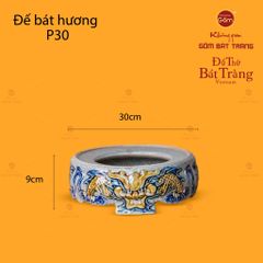 Đế Bát Hương Thờ Men Rạn Họa Tiết Song Long Chầu Nguyệt