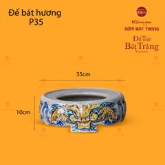 Đế Bát Hương Thờ Men Rạn Họa Tiết Song Long Chầu Nguyệt