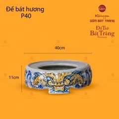 Đế Bát Hương Thờ Men Rạn Họa Tiết Song Long Chầu Nguyệt