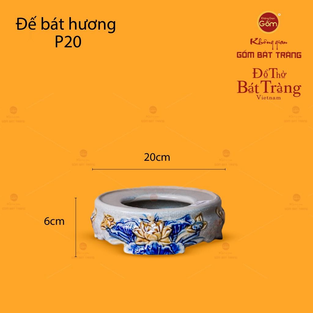 Bát Hương Thờ Men Rạn Họa Tiết Hoa Sen