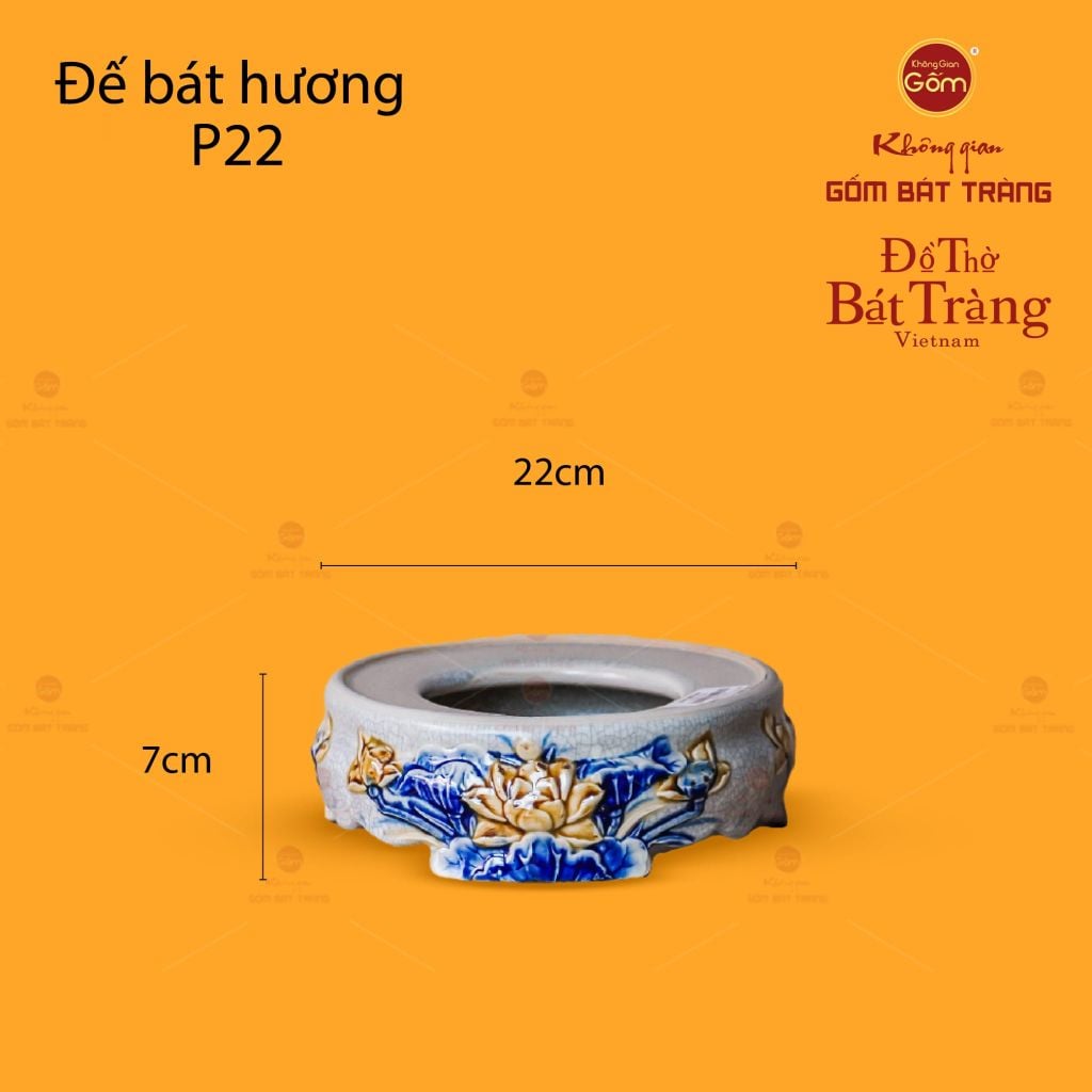 Bát Hương Thờ Men Rạn Họa Tiết Hoa Sen