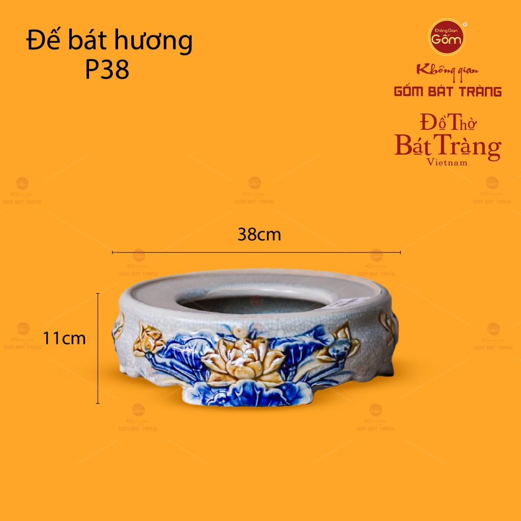 Bát Hương Thờ Men Rạn Họa Tiết Hoa Sen