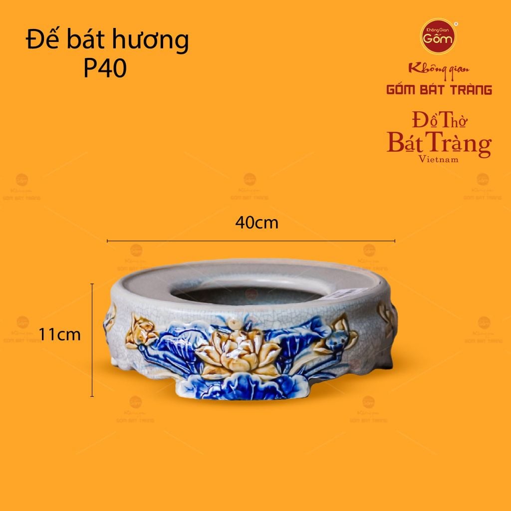 Bát Hương Thờ Men Rạn Họa Tiết Hoa Sen