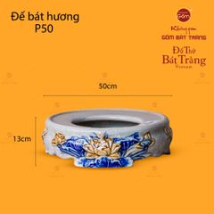 Đế Bát Hương Thờ Men Rạn Họa Tiết Hoa Sen